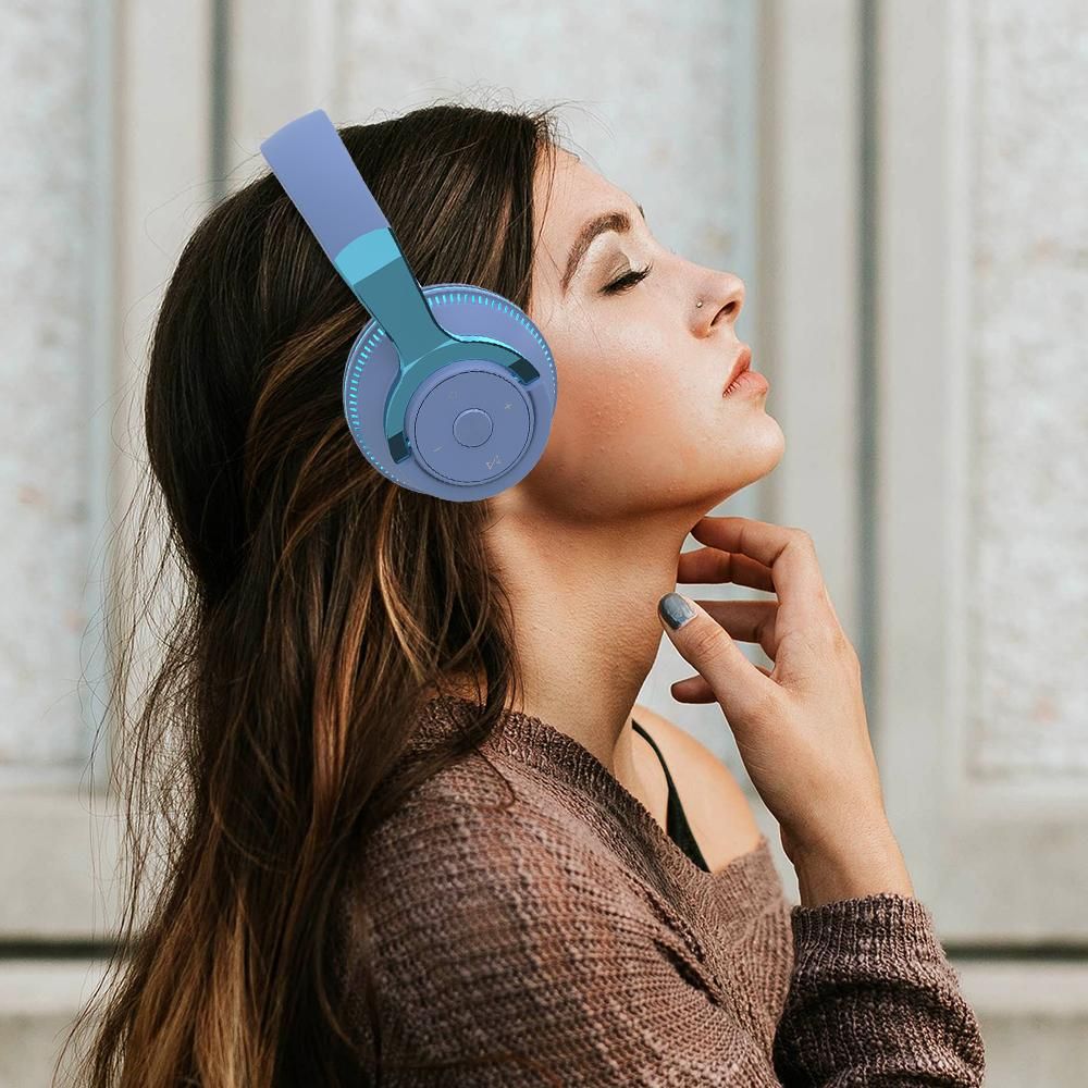 Wireless Bluetooth Headphones Over Ear Foldable Stereo Noise Cancelling Earphone for Travel Home Office -Blue Kemu |Fashion Home Kitchen Beauty