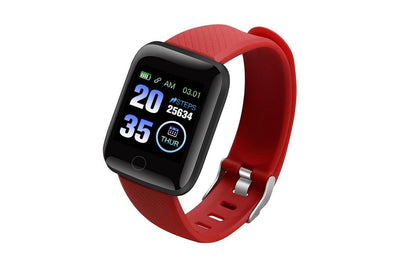 116plus Waterproof Smart Watch Sports Fitness Trackaer with Heart Rate Monitor for Men and Women-Blue