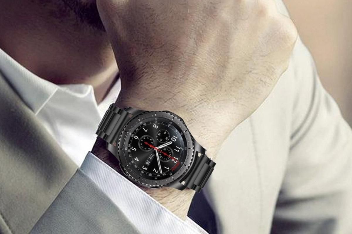 Stainless Steel Replacement Band for Samsung Gear S3 Strap-Black 20mm