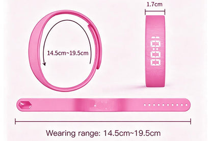 Digital Sports Watch Pedometer Vibrating Alarm Wristband - Pink