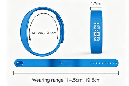 Digital Sports Watch Pedometer Vibrating Alarm Wristband - Blue