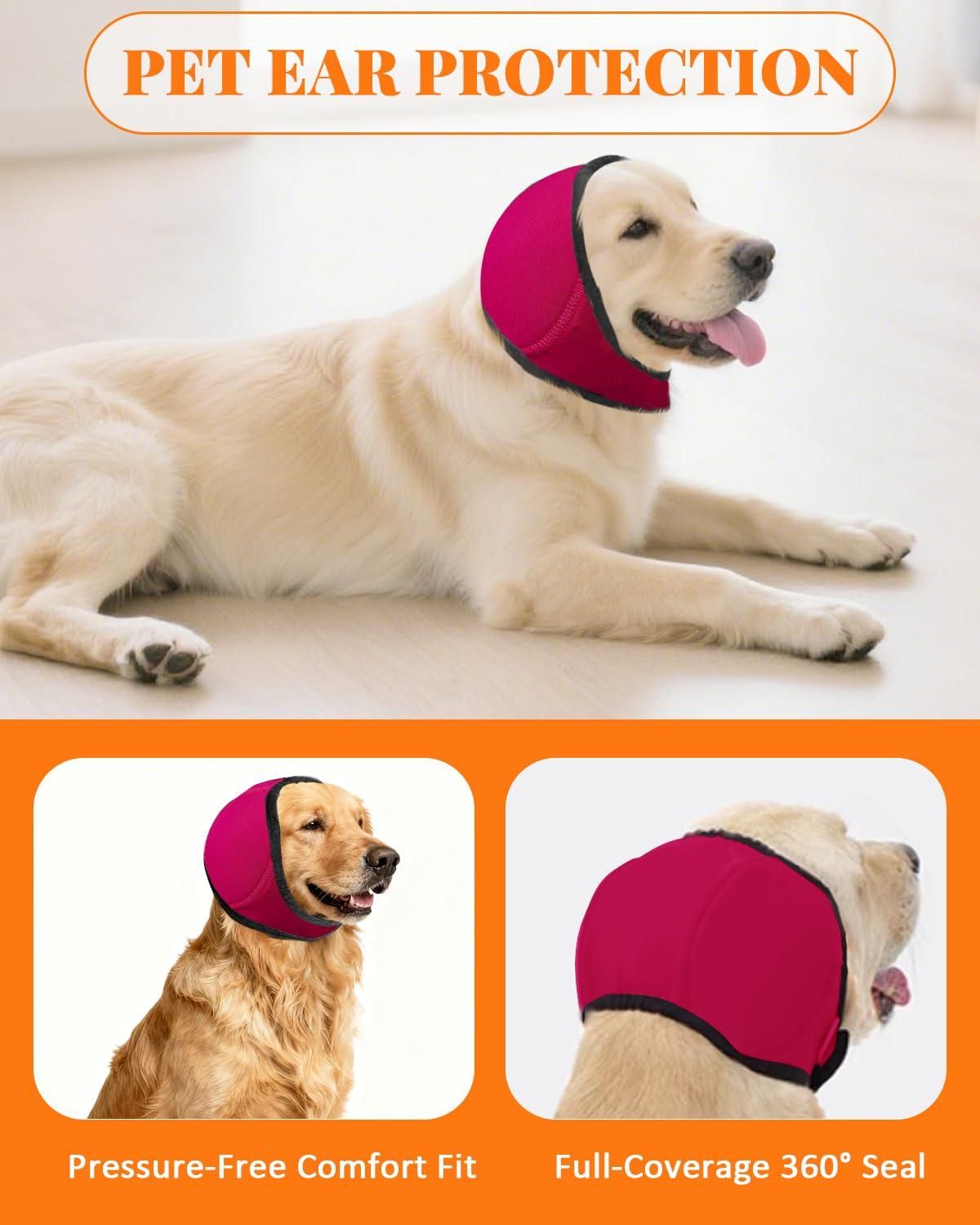 Dog Ear Cover Noise Protection Adjustable Grooming Hood Comfortable Pet Accessory - Sky Blue M Kemu |Fashion Home Kitchen Beauty