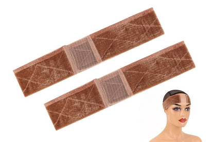2 PCS Adjustable Velvet Wig Grip Headbands for Wig Fixing - Brown