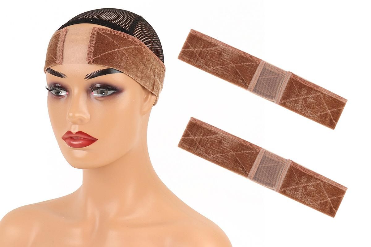 2 PCS Adjustable Velvet Wig Grip Headbands for Wig Fixing - Brown