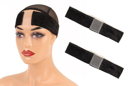 2 PCS Adjustable Velvet Wig Grip Headbands for Wig Fixing - Black