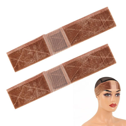 2 PCS Adjustable Velvet Wig Grip Headbands for Wig Fixing - Black