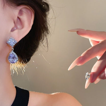 High-Brilliance Zircon Necklace and Earring Set, Evening, Wedding, and Party Jewelry for Women Kemu |Fashion Home Kitchen Beauty
