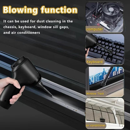 3-in-1 Cordless Handheld Vacuum Cleaner, Multifunction Car and Home Blower and Vacuum for Pet Hair, Window, and Keyboard Cleaning - Green