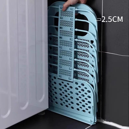 Wall-Mounted Foldable Laundry Basket, No-Drilling Hanging Dirty Clothes Hamper for Bathroom - White
