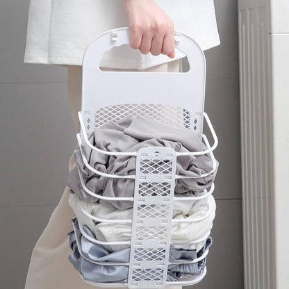 Wall-Mounted Foldable Laundry Basket, No-Drilling Hanging Dirty Clothes Hamper for Bathroom - Blue