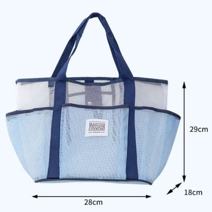 Multi-Pocket Mesh Beach Swim Bag, Dry/Wet Separation, Large Capacity Gym Tote with Bonus Mini Round Mesh Pouch - Beige Kemu |Fashion Home Kitchen Beauty