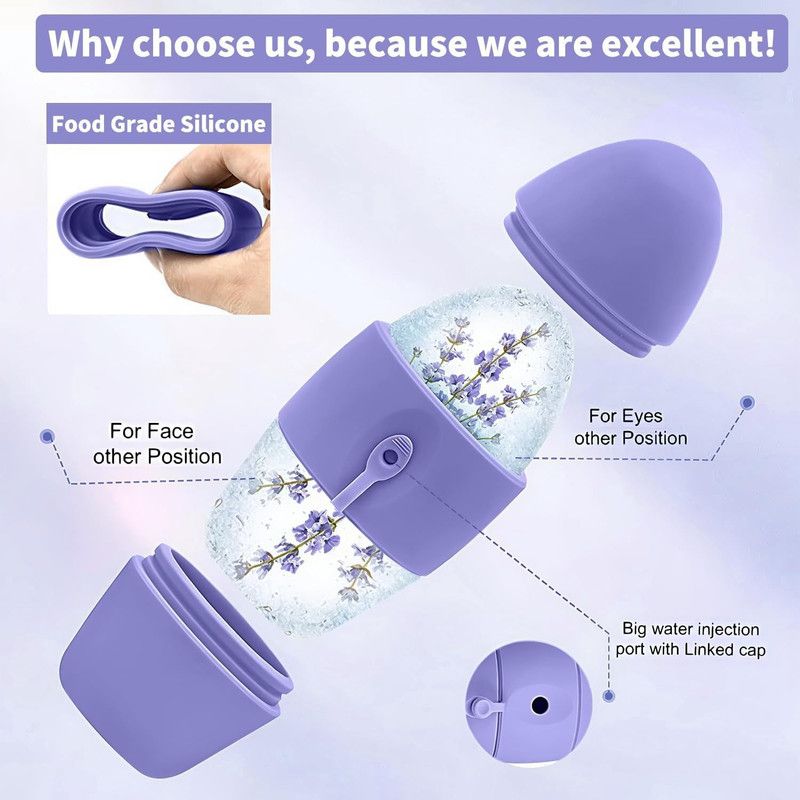 2-Pack - 2-in-1 Dual-Head Ice Beauty Device, Cold Compress Lifting and De-Puffing Skincare Tool for Home Use - Purple Kemu |Fashion Home Kitchen Beauty