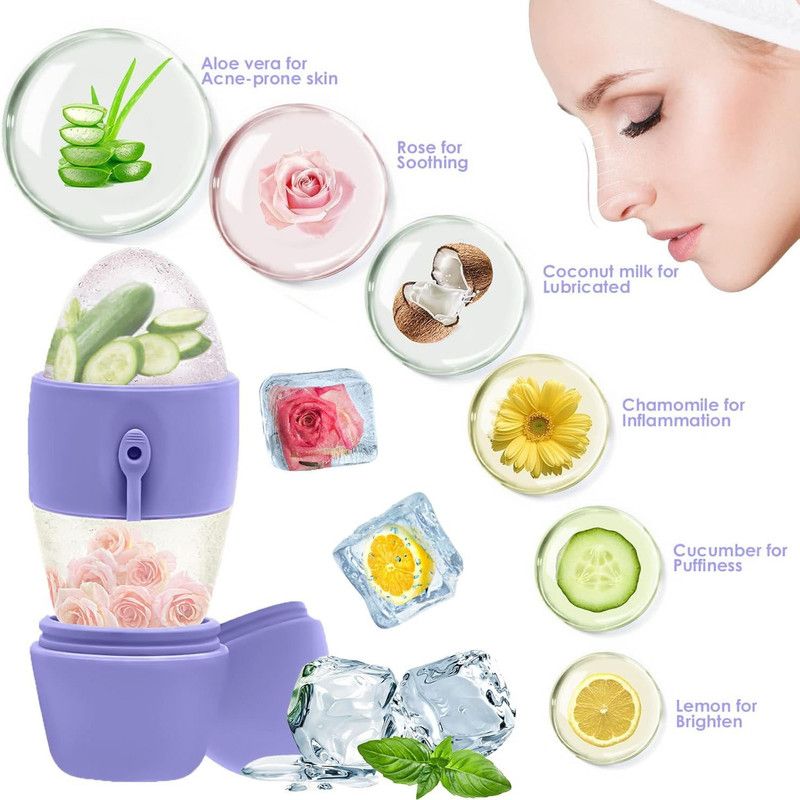 2-Pack - 2-in-1 Dual-Head Ice Beauty Device, Cold Compress Lifting and De-Puffing Skincare Tool for Home Use - Purple Kemu |Fashion Home Kitchen Beauty