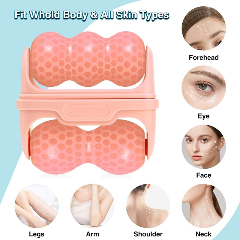 Double-Sided Dual Ice Roller Beauty Device, Household Cold Compress Roller, Lifting and De-Puffing Full-Body Massager—Pink Kemu |Fashion Home Kitchen Beauty