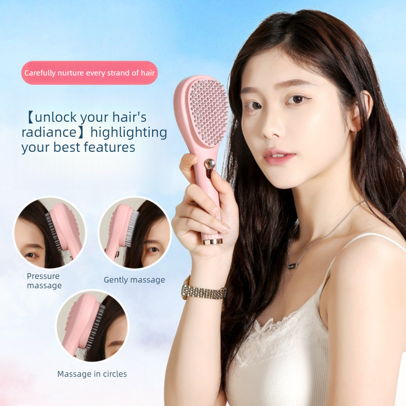 One-Click Self-Clean Retractable Massage Air Cushion Comb, Anti-Static Detangling Hair Brush for Scalp Care & Lifting—Pink Kemu |Fashion Home Kitchen Beauty