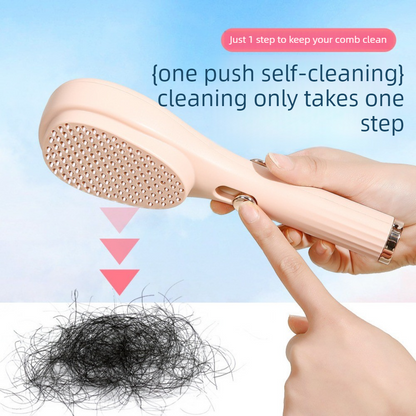 One-Click Self-Clean Retractable Massage Air Cushion Comb, Anti-Static Detangling Hair Brush for Scalp Care & Lifting—Pink Kemu |Fashion Home Kitchen Beauty