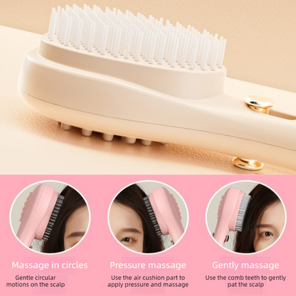 One-Click Self-Clean Retractable Massage Air Cushion Comb, Anti-Static Detangling Hair Brush for Scalp Care & Lifting—Beige Kemu |Fashion Home Kitchen Beauty