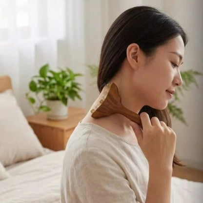 Red Sandalwood Facial Massager Beauty Push Tool, Horn Beads Lifting Gua Sha Meridian Massage Stick