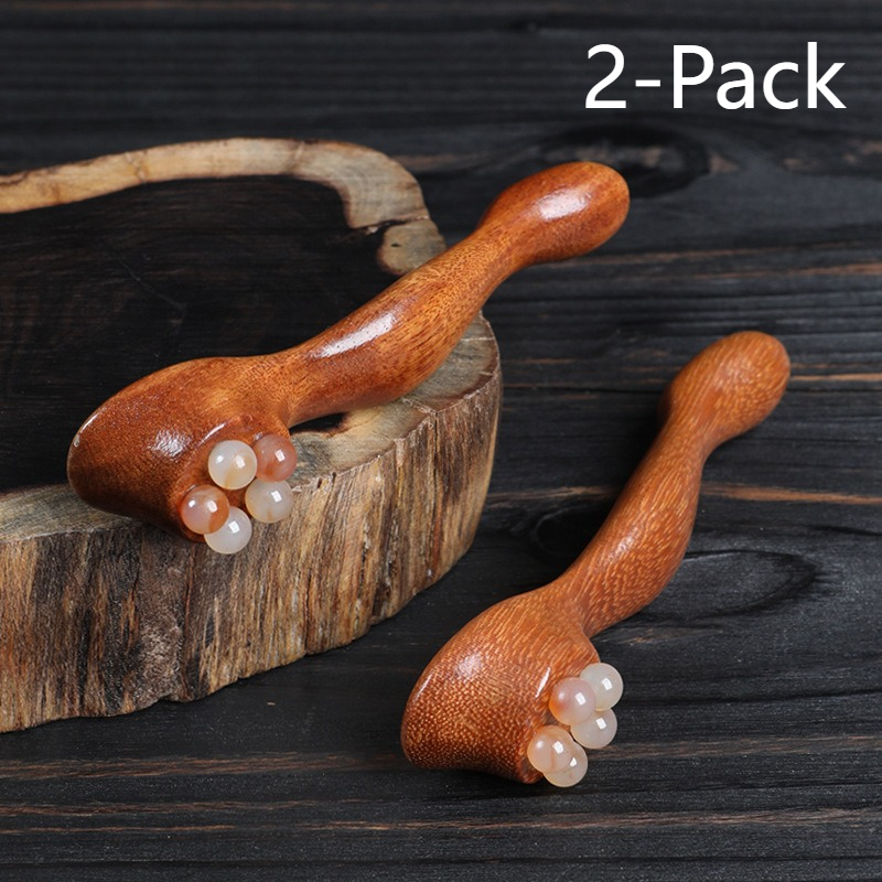 2-Piece Set—Massage Stick, Natural Horn Roller for Eyes, Face, Meridians, and Full-Body Gua Sha