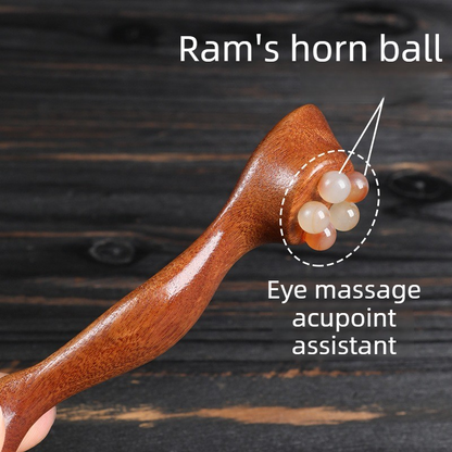 2-Piece Set—Massage Stick, Natural Horn Roller for Eyes, Face, Meridians, and Full-Body Gua Sha