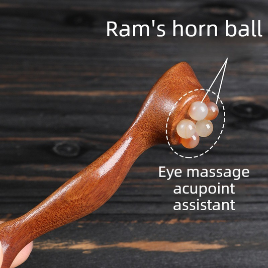 2-Piece Set—Massage Stick, Natural Horn Roller for Eyes, Face, Meridians, and Full-Body Gua Sha