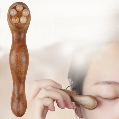 2-Piece Set—Massage Stick, Natural Horn Roller for Eyes, Face, Meridians, and Full-Body Gua Sha