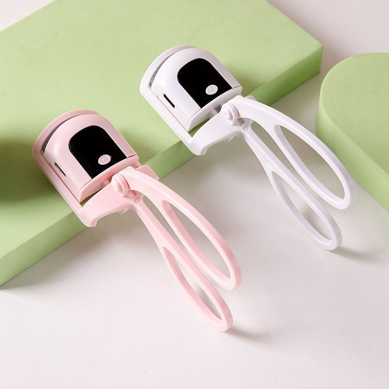 Digital 3-Temperature Heated Eyelash Curler, USB-Rechargeable, Portable, Long-Lasting Lash Curling Tool—White