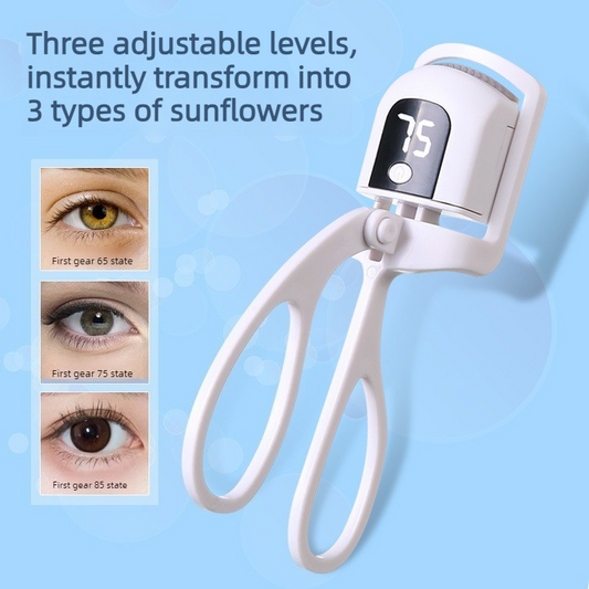 Digital 3-Temperature Heated Eyelash Curler, USB-Rechargeable, Portable, Long-Lasting Lash Curling Tool—Pink