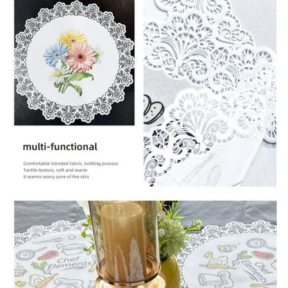 2-Pack Round PVC Lace-Printed Placemats, Waterproof, Oil-Resistant, Heat-Insulating Floral Table Mats - Tulip Pattern
