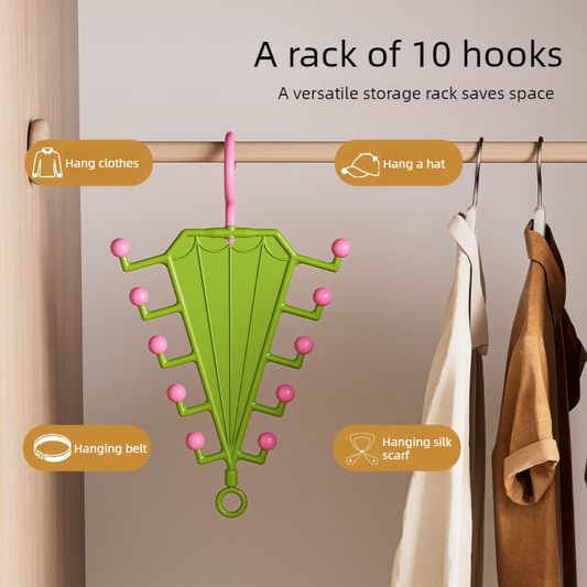 2-Piece V-Shaped Double-Sided 10-Hook Hanger Organizer, Stackable Multi-Purpose Storage Rack for Hats, Scarves, and Belts—Green