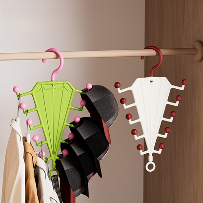 2-Piece V-Shaped Double-Sided 10-Hook Hanger Organizer, Stackable Multi-Purpose Storage Rack for Hats, Scarves, and Belts—Green
