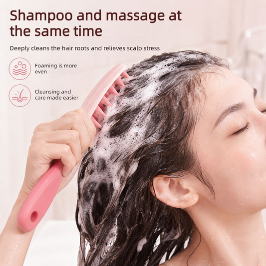 Two-Tone TPR Scalp Massage Shampoo Brush, Wet & Dry Hair Cleaning Comb for Itch Relief & Dandruff Removal—Purple