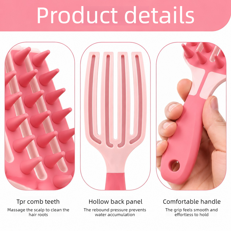 Two-Tone TPR Scalp Massage Shampoo Brush, Wet & Dry Hair Cleaning Comb for Itch Relief & Dandruff Removal—Purple