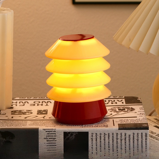 4-Layer Stacked Christmas Tree Night Light, Battery Powered Warm LED Lamp Bedroom Decor Christmas Gift Table Ornament