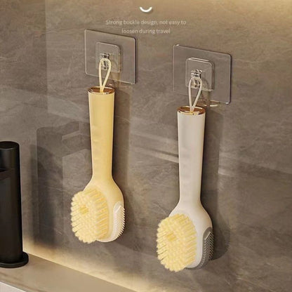 Refillable Liquid Shoe Brush, Soft-Bristle Press-Discharge Laundry Brush for Cleaning Shoes and Clothes—Yellow