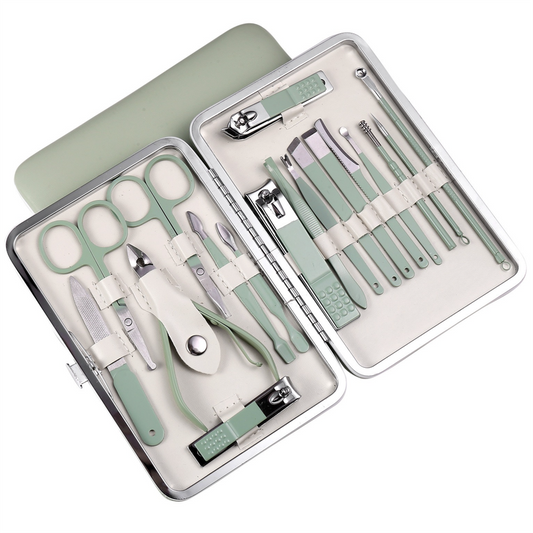 18Pcs Stainless Steel Manicure Set, Multi Functional Nail Clipper Cuticle Remover Kit for Home Beauty Care