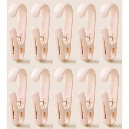 10-Pack Multi-Functional Hook Clips, Stackable Long-Tail Clips for Closets, for Kitchen and Bathroom—Pink