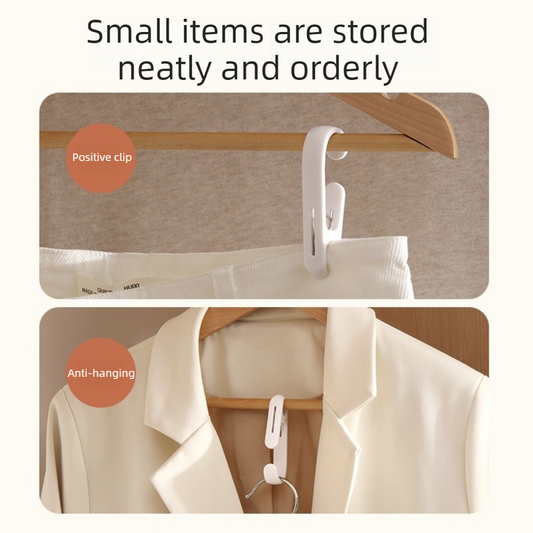 10-Pack Multi-Functional Hook Clips, Stackable Long-Tail Clips for Closets, for Kitchen and Bathroom—White