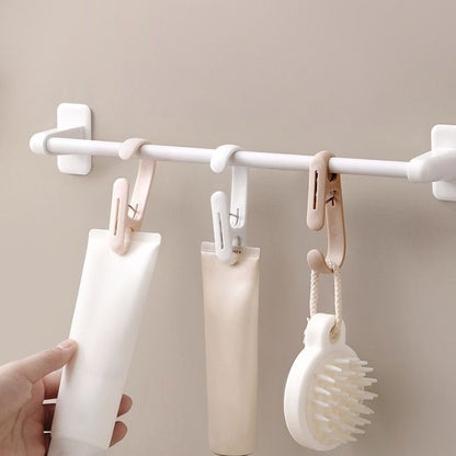 10-Pack Multi-Functional Hook Clips, Stackable Long-Tail Clips for Closets, for Kitchen and Bathroom—White