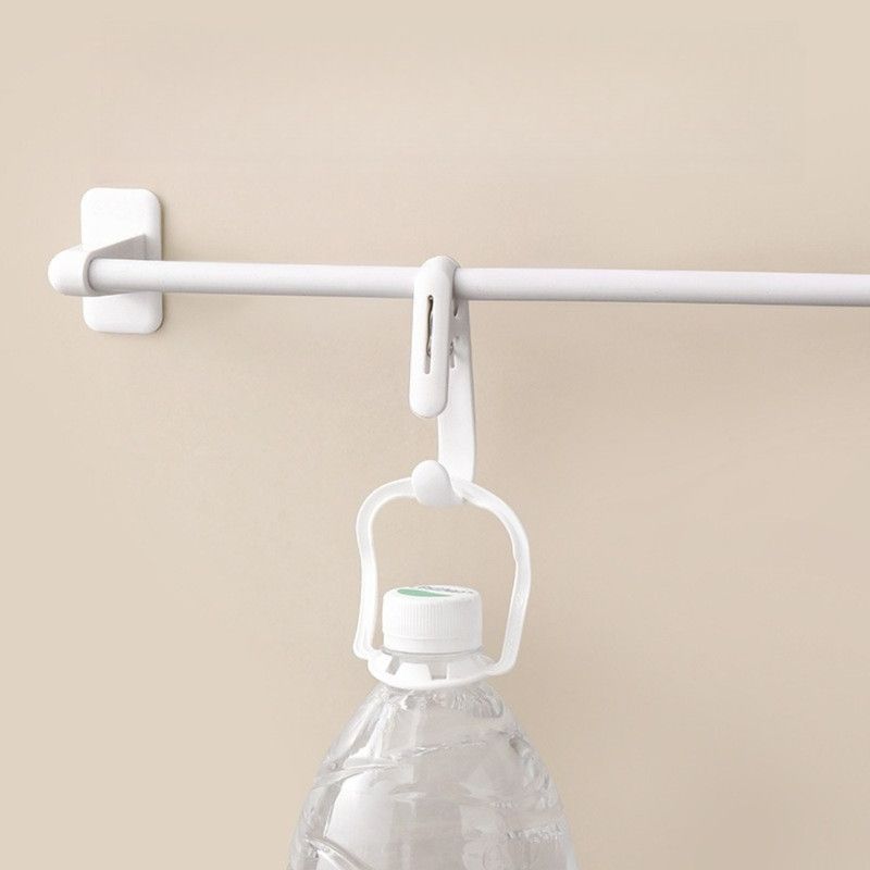 10-Pack Multi-Functional Hook Clips, Stackable Long-Tail Clips for Closets, for Kitchen and Bathroom—White