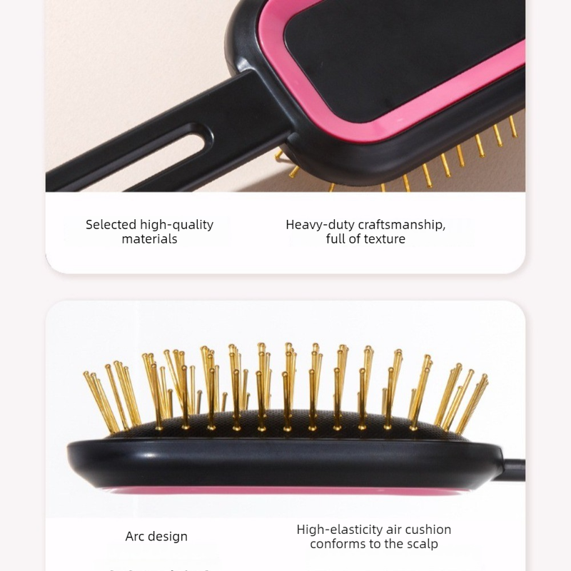 3D Air Cushion Hair Brush, Multi-function Scalp Massage Detangler Comb for Home Hair Styling—Black