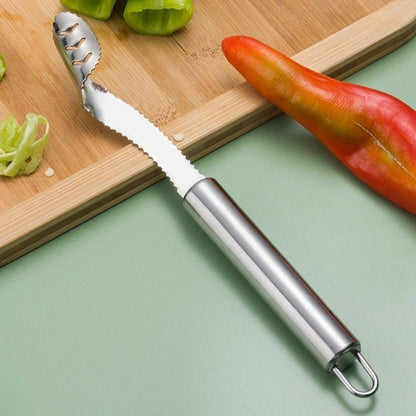 Stainless Steel Pepper Corer, Household Seed Remover Tool for Green Pepper, Bell Pepper & Bitter Melon