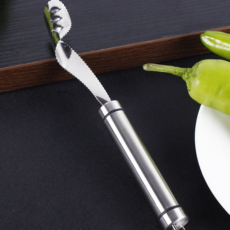 Stainless Steel Pepper Corer, Household Seed Remover Tool for Green Pepper, Bell Pepper & Bitter Melon