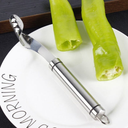 Stainless Steel Pepper Corer, Household Seed Remover Tool for Green Pepper, Bell Pepper & Bitter Melon