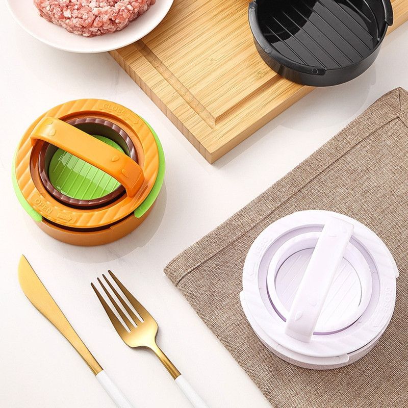 Detachable Hamburger Patty Press Mold, Homemade Beef Burger Maker DIY Kitchen Tool—White