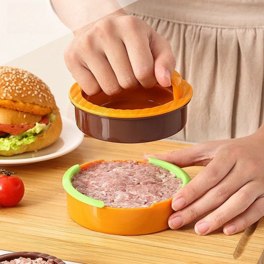 Detachable Hamburger Patty Press Mold, Homemade Beef Burger Maker DIY Kitchen Tool—Yellow