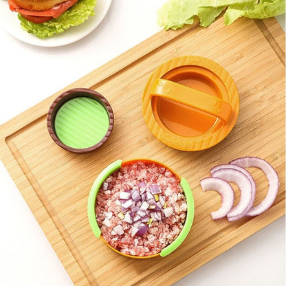 Detachable Hamburger Patty Press Mold, Homemade Beef Burger Maker DIY Kitchen Tool—Yellow