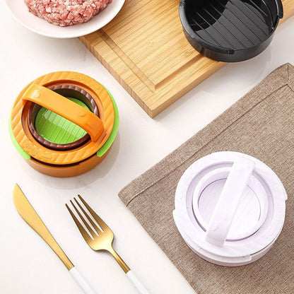Detachable Hamburger Patty Press Mold, Homemade Beef Burger Maker DIY Kitchen Tool—Yellow