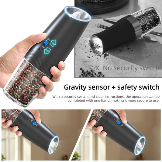 Gravity Electric Pepper Grinder, Type-C Rechargeable Spice Mill, Ceramic Burr Salt & Pepper Grinder For Kitchen Kemu |Fashion Home Kitchen Beauty