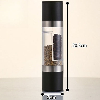 Double-Head Manual Spice Grinder, 2-in-1 Pepper & Sea Salt Mill, Adjustable Coarseness Seasoning Crusher—Black Kemu |Fashion Home Kitchen Beauty